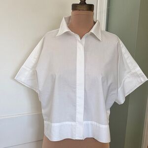 NWT Loft White Short Sleeve Button-Up Shirt Size Medium